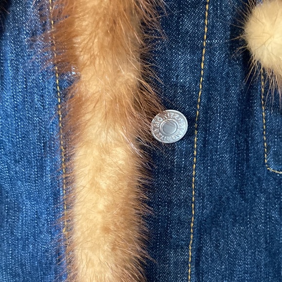 Edwards Lowell Beverly Hills Vintage Jacket With Mink Fur St. Moritz Denim Small - Picture 4 of 12